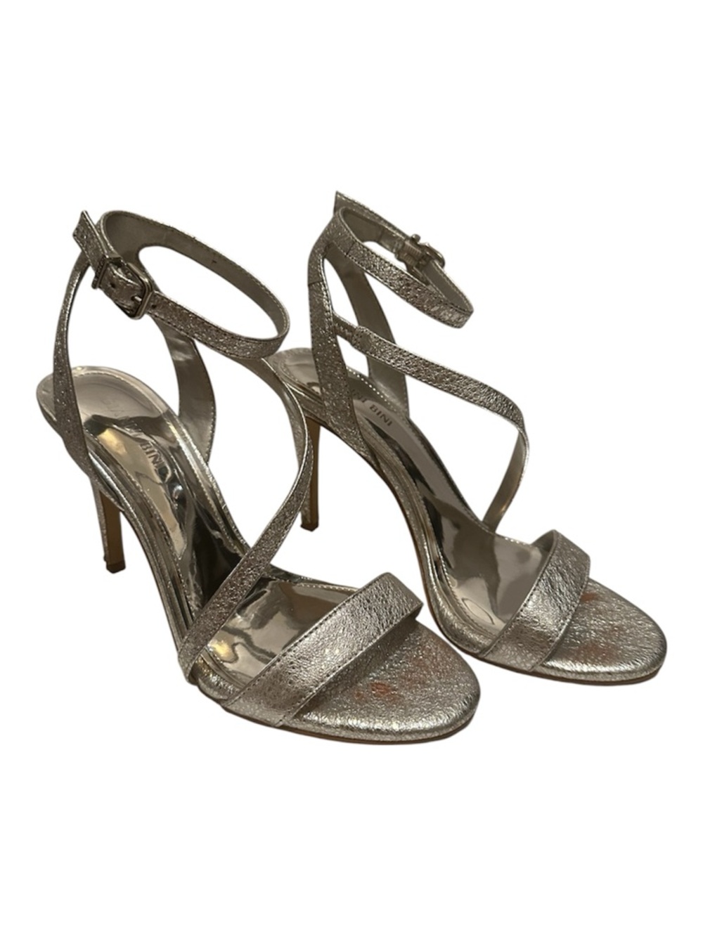 Gianni Bini Silver Stiletto Strapping Heels